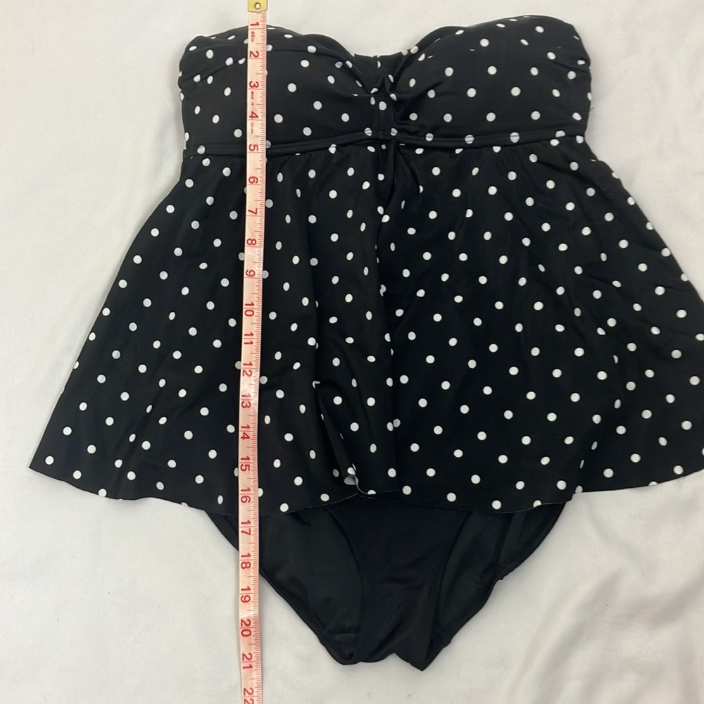 Tropical Escape Black Polka Dot strapless Swimsuit woman’s size 8 - Picture 5 of 10